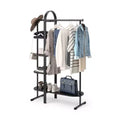 Umbra Bellwood Garment Rack Black: Eucalyptus Frame, Fixed Rod & Shelf, 65.74" Height, 121 lbs Capacity, Assembly Tools Included