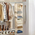 Organizzatore a 6 ripiani da appendere per armadio | Tessuto beige, nessun montaggio richiesto