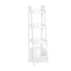 RiverRidge Amery 4-Tier 13" Ladder and Display Shelves with Storage Organizer Bin White