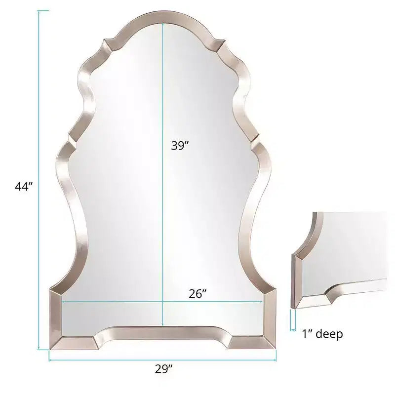 Specchio da Parete Art Déco con Foro per Chiave da 44" Argento | Grande Specchio Decorativo