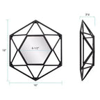 Specchio da parete geometrico 3D in metallo nero opaco da 16" | Specchio decorativo moderno