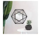 Specchio da parete geometrico 3D in metallo nero opaco da 16" | Specchio decorativo moderno