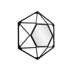 Specchio da parete geometrico 3D in metallo nero opaco da 16" | Specchio decorativo moderno