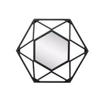 Specchio da parete geometrico 3D in metallo nero opaco da 16" | Specchio decorativo moderno