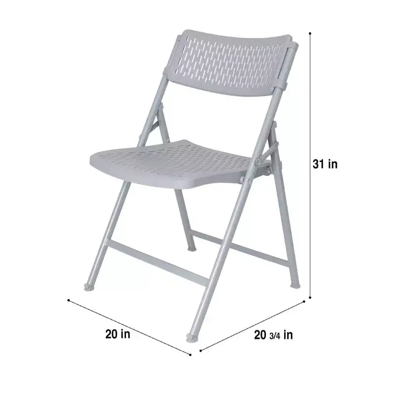 Sedia pieghevole Comfort, confezione da 4, con design VentiFlex, color platino