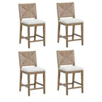Nathan James Set of 4 Beacon Seagrass Counter Height Barstools Cream Boucle
