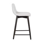 Sgabello da bancone artigianale rivestito con schienale | Gambe in legno di gomma, Beige