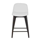 Sgabello da bancone artigianale rivestito con schienale | Gambe in legno di gomma, Beige