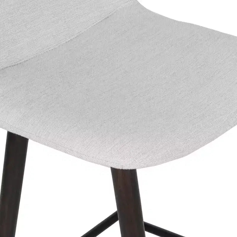 Sgabello da bancone artigianale rivestito con schienale | Gambe in legno di gomma, Beige