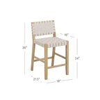 Set di 4 sgabelli da bancone Mid-Century Modern | Similpelle intrecciata e legno di quercia chiaro