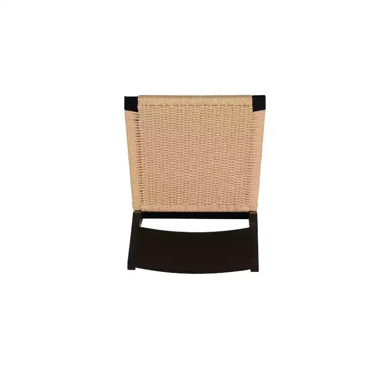 Set di 2 sgabelli da bancone Mid-Century | Seduta in corda intrecciata a mano, legno di hevea, nero opaco