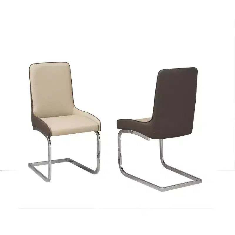 Set di 2 sedie da pranzo imbottite contemporanee marroni