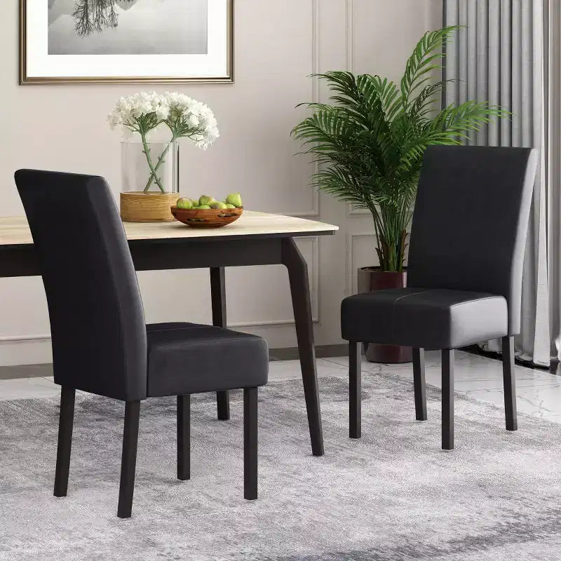 Set di 2 sedie da pranzo T-Stitch in similpelle nero mezzanotte/espresso