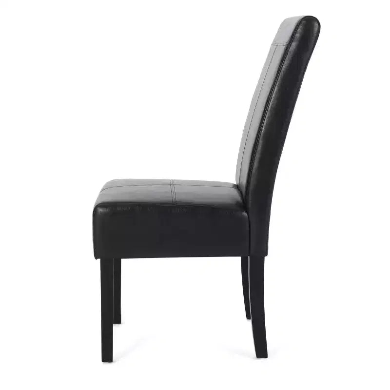 Set di 2 sedie da pranzo T-Stitch in similpelle nero mezzanotte/espresso