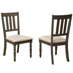 Set di 2 sedie da pranzo imbottite con borchie e gambe intagliate | Beige