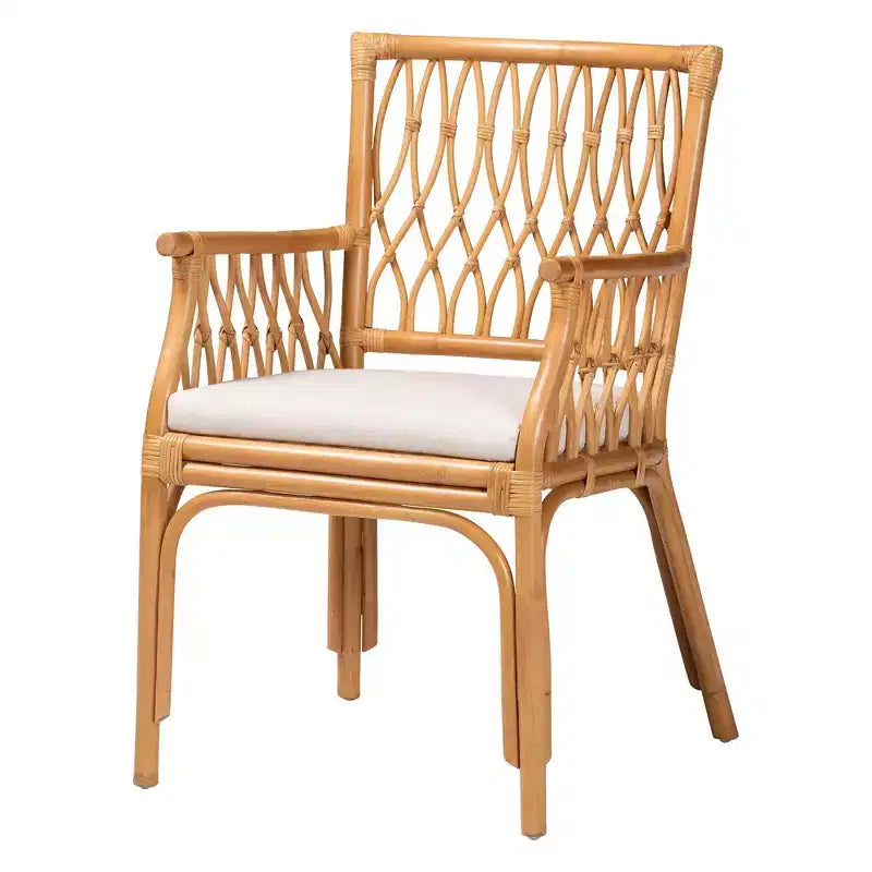 Poltrona bohémien in rattan color miele chiaro