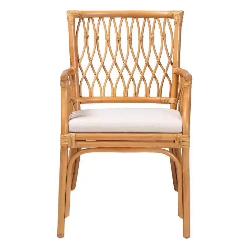 Poltrona bohémien in rattan color miele chiaro