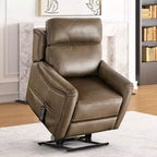 HOMES: Inside + Out Starbright Leatherette Powered Lift Chair Recliner with Zone Heating and Patented Footrest Extension Brown