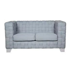 Divanetto 63" in ciniglia verde acqua chiaro con gambe in legno bianco | Divano moderno a 2 posti
