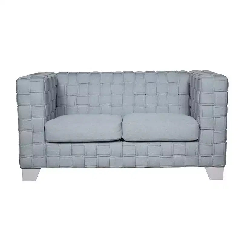 Divanetto 63" in ciniglia verde acqua chiaro con gambe in legno bianco | Divano moderno a 2 posti