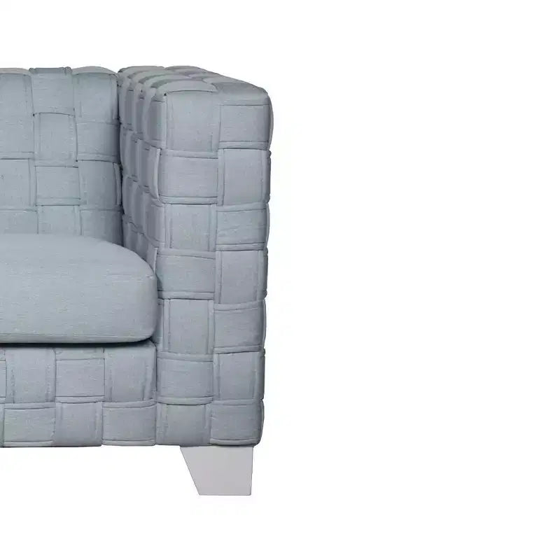 Divanetto 63" in ciniglia verde acqua chiaro con gambe in legno bianco | Divano moderno a 2 posti