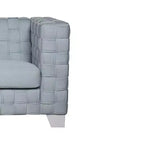 Divanetto 63" in ciniglia verde acqua chiaro con gambe in legno bianco | Divano moderno a 2 posti