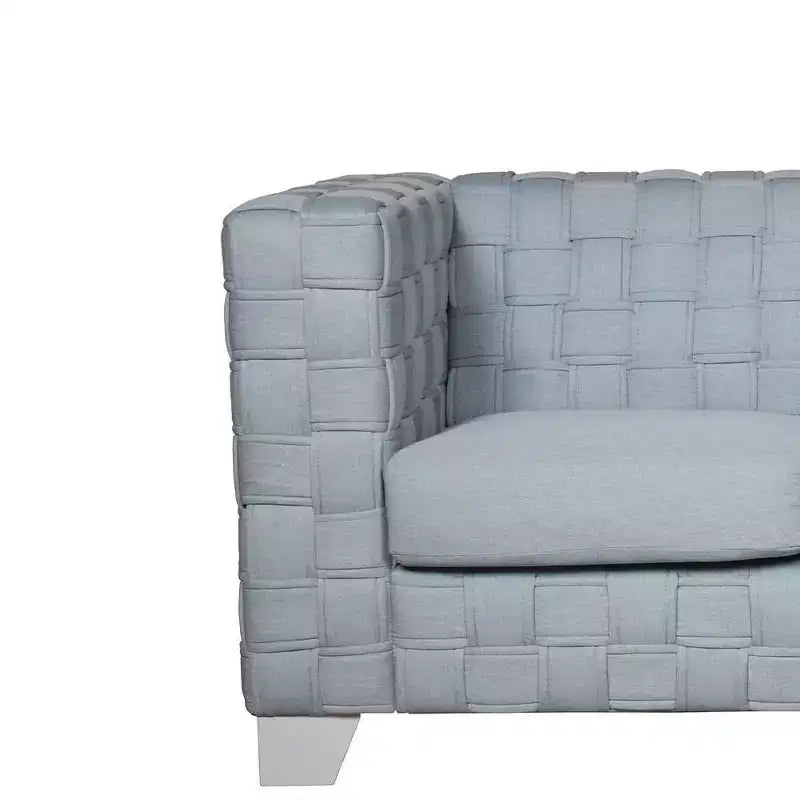 Divanetto 63" in ciniglia verde acqua chiaro con gambe in legno bianco | Divano moderno a 2 posti