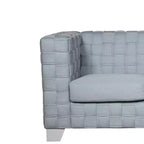 Divanetto 63" in ciniglia verde acqua chiaro con gambe in legno bianco | Divano moderno a 2 posti