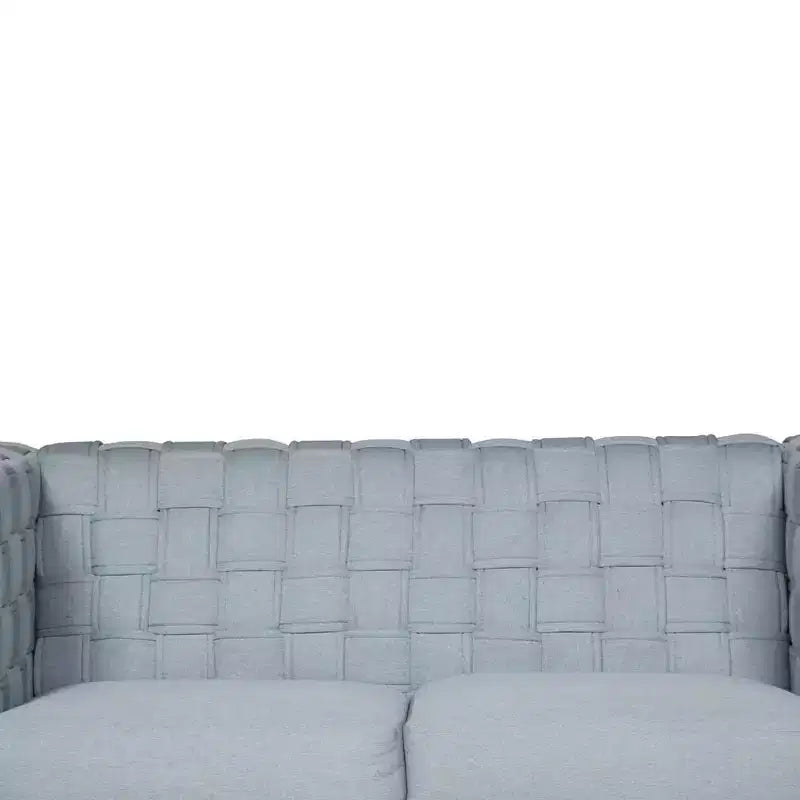 Divanetto 63" in ciniglia verde acqua chiaro con gambe in legno bianco | Divano moderno a 2 posti