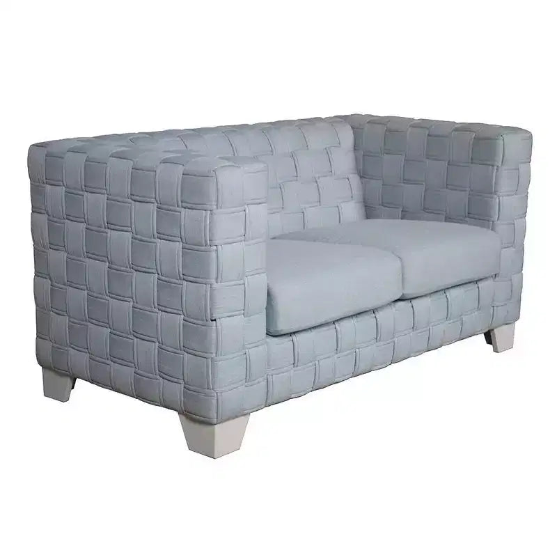 Divanetto 63" in ciniglia verde acqua chiaro con gambe in legno bianco | Divano moderno a 2 posti