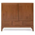 Mobiletto in legno massello con contenitore medio, marrone teak