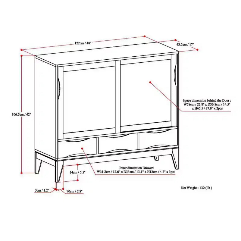 Mobiletto in legno massello con contenitore medio, marrone teak
