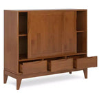 Mobiletto in legno massello con contenitore medio, marrone teak