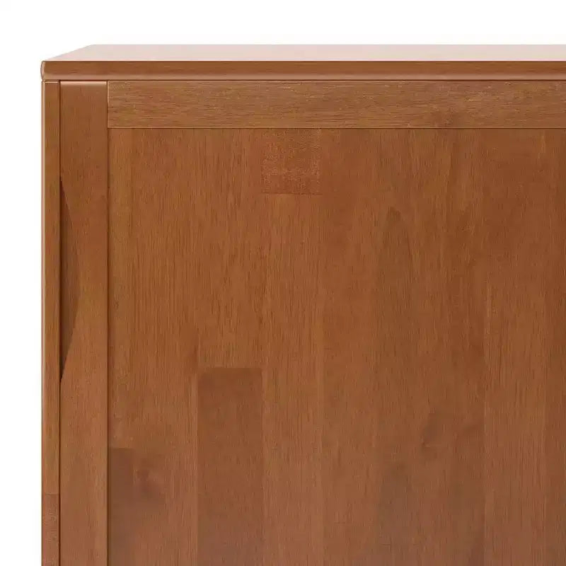 Mobiletto in legno massello con contenitore medio, marrone teak