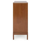 Mobiletto in legno massello con contenitore medio, marrone teak