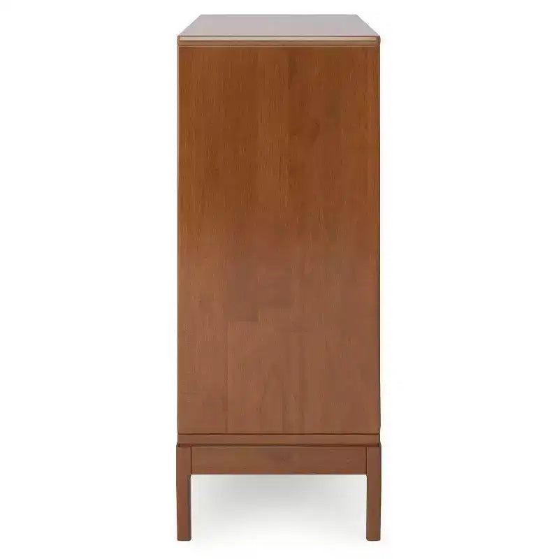 Mobiletto in legno massello con contenitore medio, marrone teak