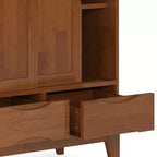 Mobiletto in legno massello con contenitore medio, marrone teak