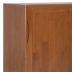 Mobiletto in legno massello con contenitore medio, marrone teak