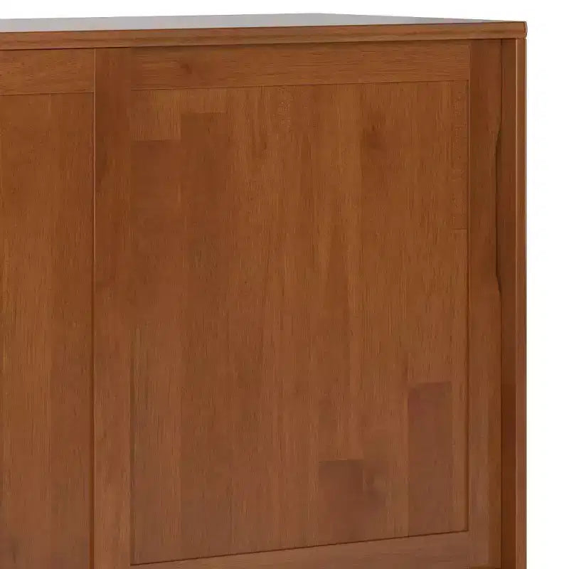 Mobiletto in legno massello con contenitore medio, marrone teak