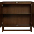 Mobile Consolle Boho in Legno con Ante ad Arco in Rattan Marrone Scuro