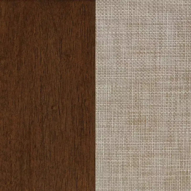 Mobile Consolle Boho in Legno con Ante ad Arco in Rattan Marrone Scuro
