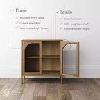 Mobile Consolle con Ante Curve in Vetro Temperato Marrone | Credenza Buffet