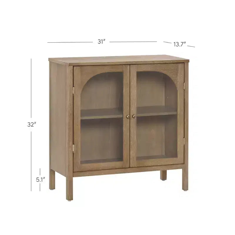 Mobile Consolle con Ante Curve in Vetro Temperato Marrone | Credenza Buffet
