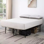 Struttura letto in metallo singolo | Altezza 35,5 cm, supporto a doghe, nero