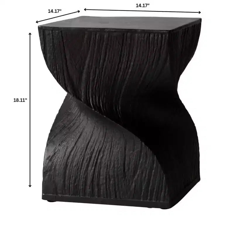 Tavolino Quadrato Twist in Fiberstone Nero | Tavolino d'Appoggio Moderno Completamente Assemblato