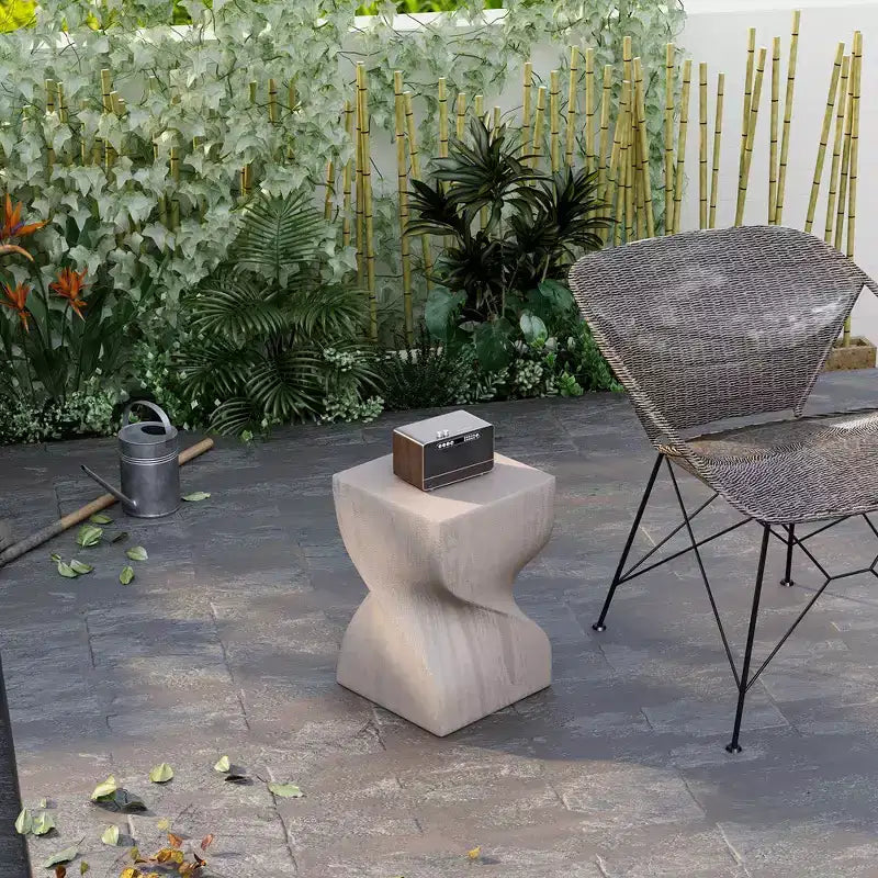 Tavolino Quadrato Twist in Fiberstone Nero | Tavolino d'Appoggio Moderno Completamente Assemblato