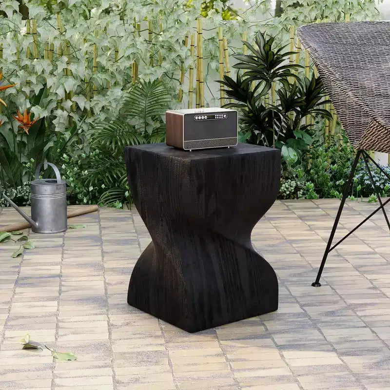 Tavolino Quadrato Twist in Fiberstone Nero | Tavolino d'Appoggio Moderno Completamente Assemblato
