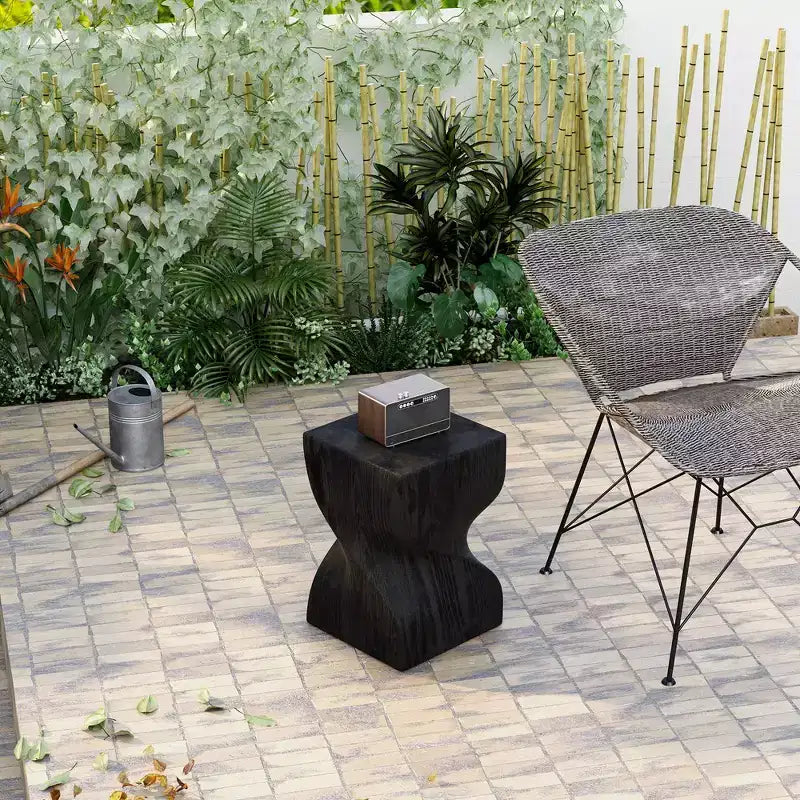 Tavolino Quadrato Twist in Fiberstone Nero | Tavolino d'Appoggio Moderno Completamente Assemblato
