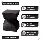 Tavolino Quadrato Twist in Fiberstone Nero | Tavolino d'Appoggio Moderno Completamente Assemblato