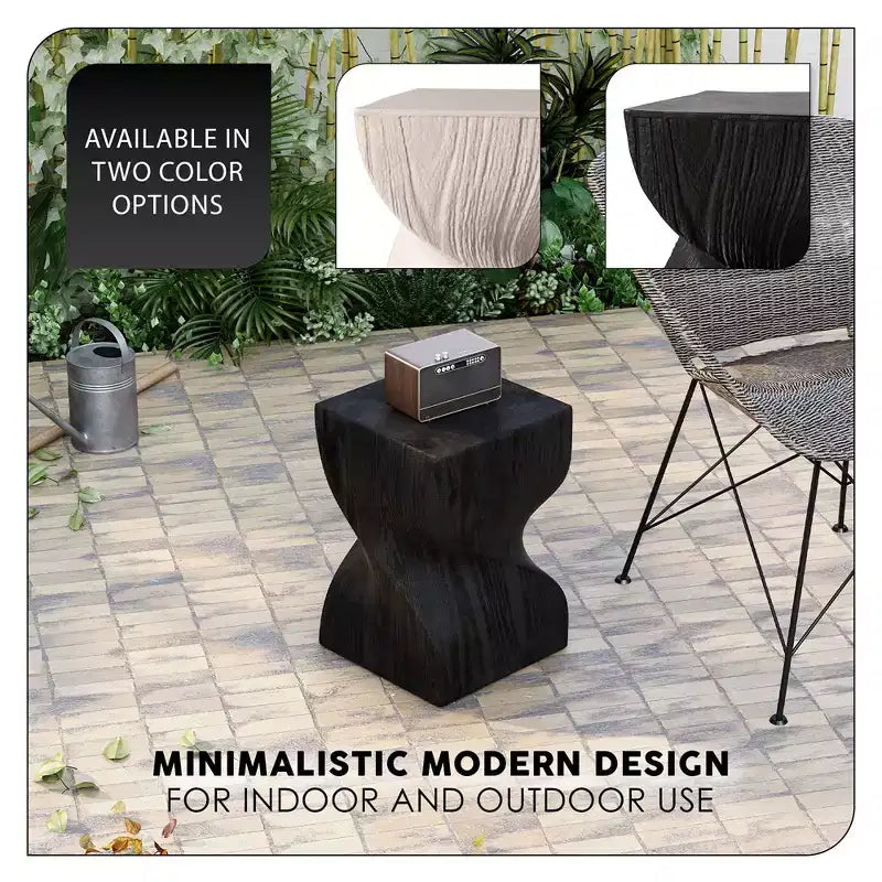 Tavolino Quadrato Twist in Fiberstone Nero | Tavolino d'Appoggio Moderno Completamente Assemblato